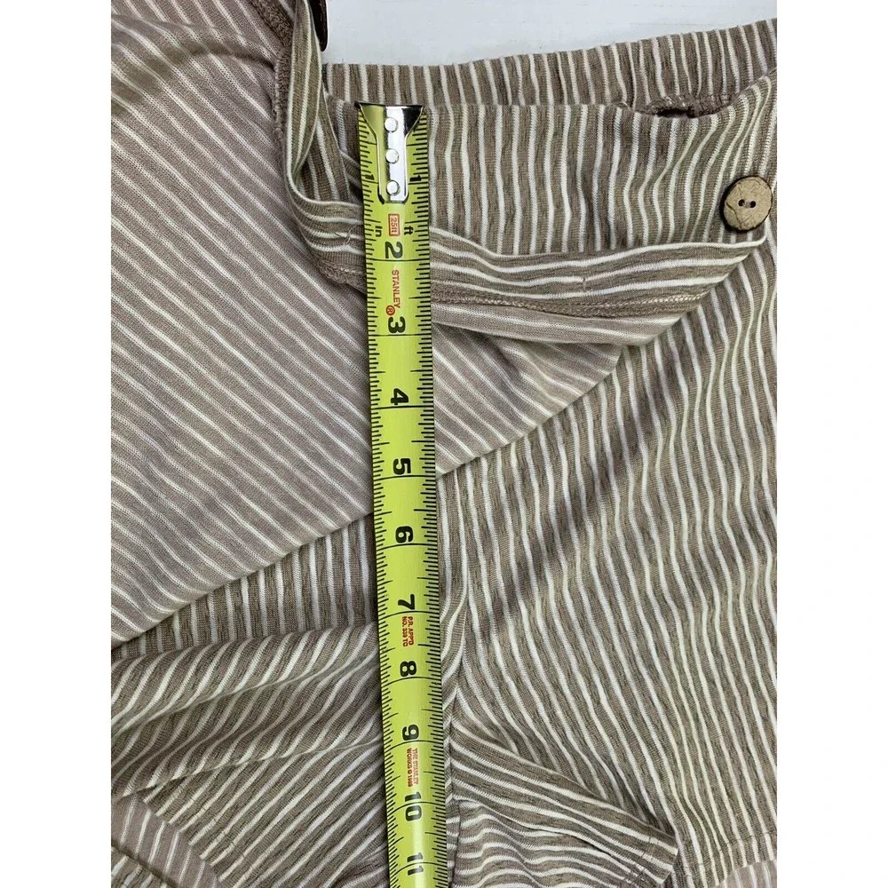 EST 1946 Skort Shorts Skirt Size M Beige White Striped Faux Wrap Pull On